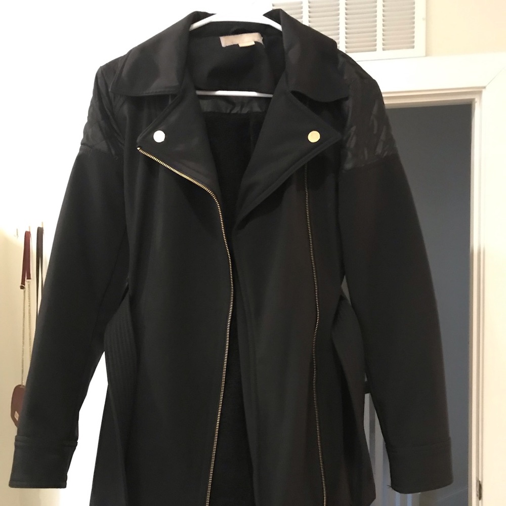 Michael Kors Belted Front Zip Fleece-lined Coat - Picture 1 of 5